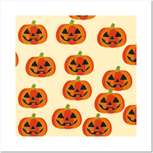 Halloween Pattern with pumpkin graphic illustration Posters and Art